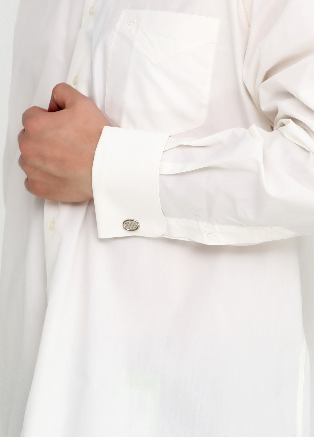Молочная классическая рубашка однотонная Romano Botta с длинным рукавом