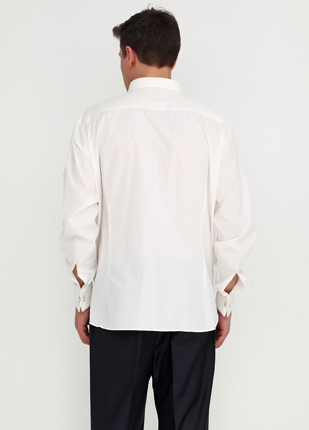 Молочная классическая рубашка однотонная Romano Botta с длинным рукавом