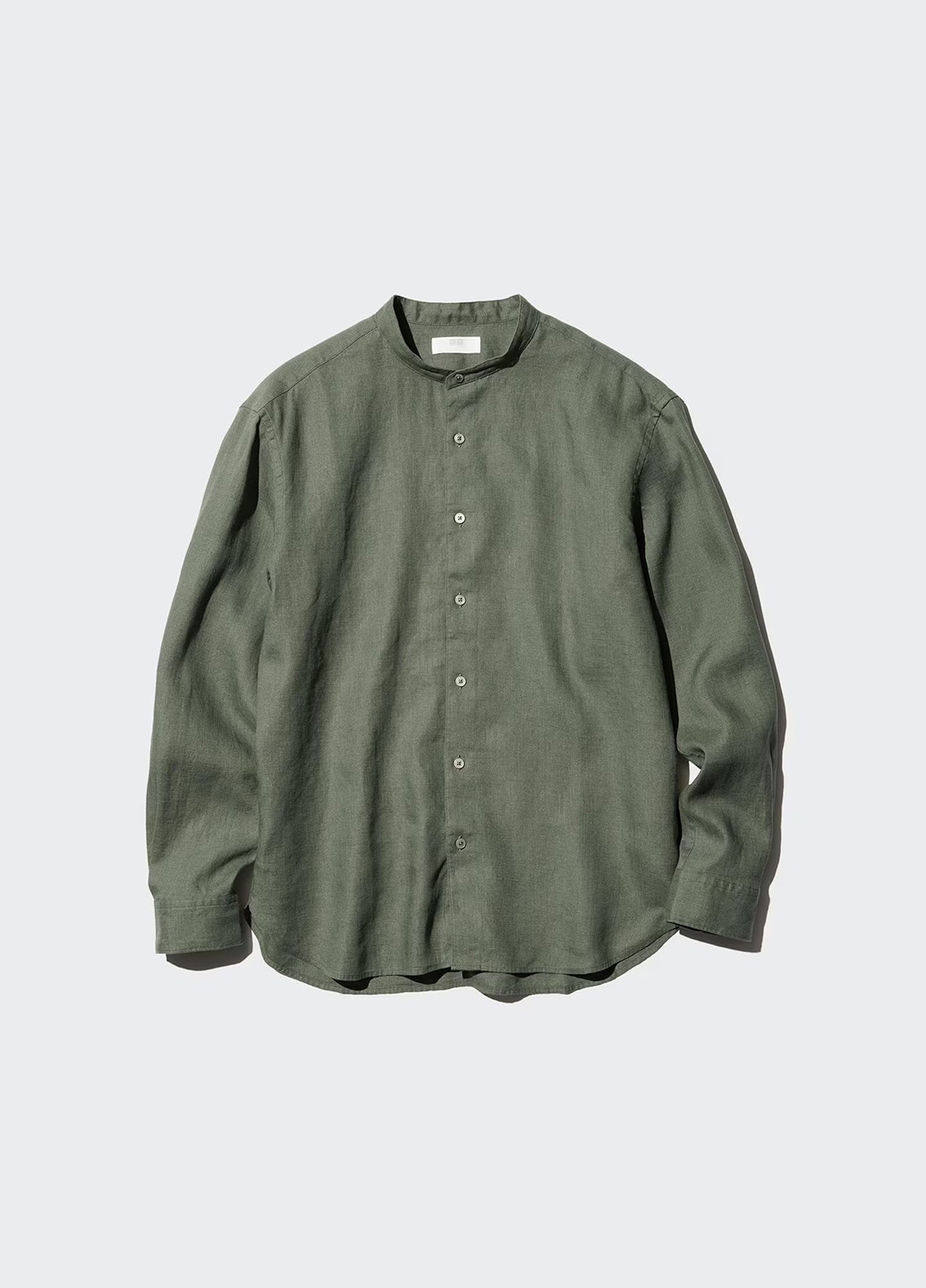 Зеленая кэжуал рубашка однотонная Uniqlo