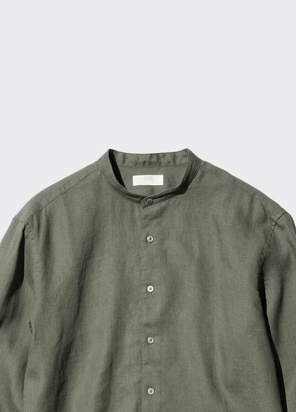 Зеленая кэжуал рубашка однотонная Uniqlo