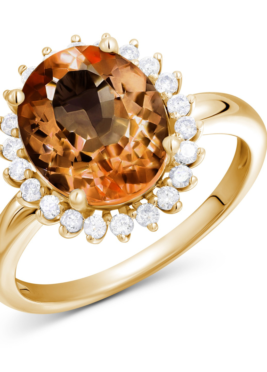 Кольцо с бриллиантами и цитрином в желтом золоте Zarina (254255379)