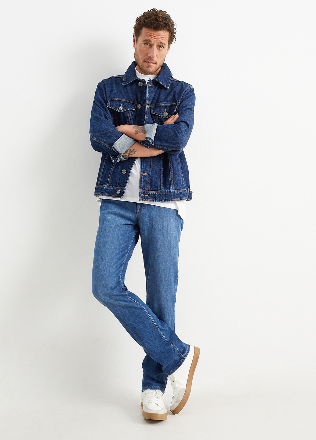 Синие демисезонные прямые джинсы C&A