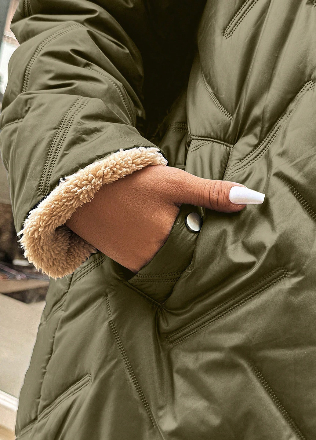 Оливкова (хакі) зимня куртка куртка-пальто SHEIN