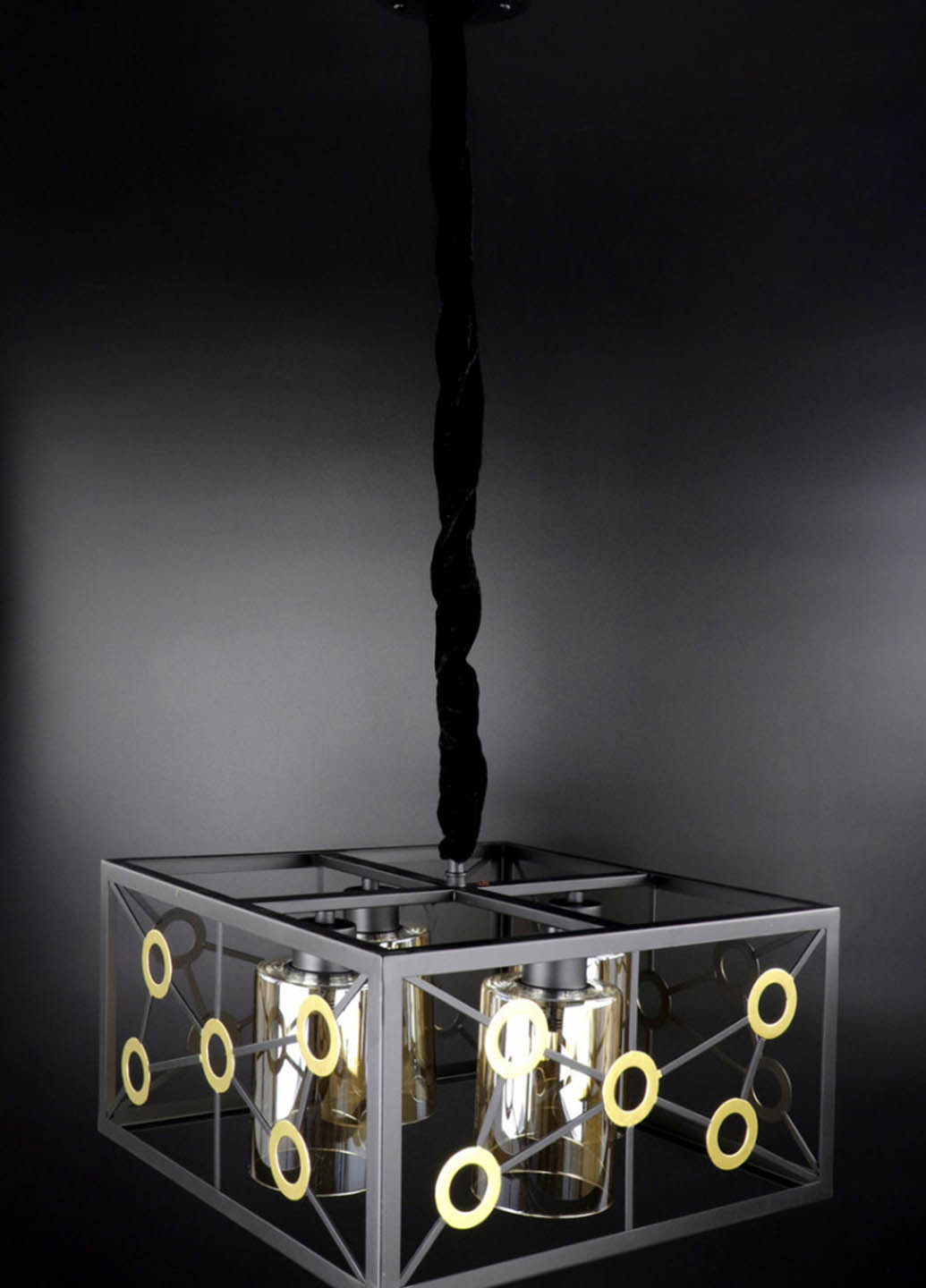 Люстра потолочная подвесная в стиле LOFT (лофт) 12600/4-gr Черный 30х40х40 см. Handmade (234537933)