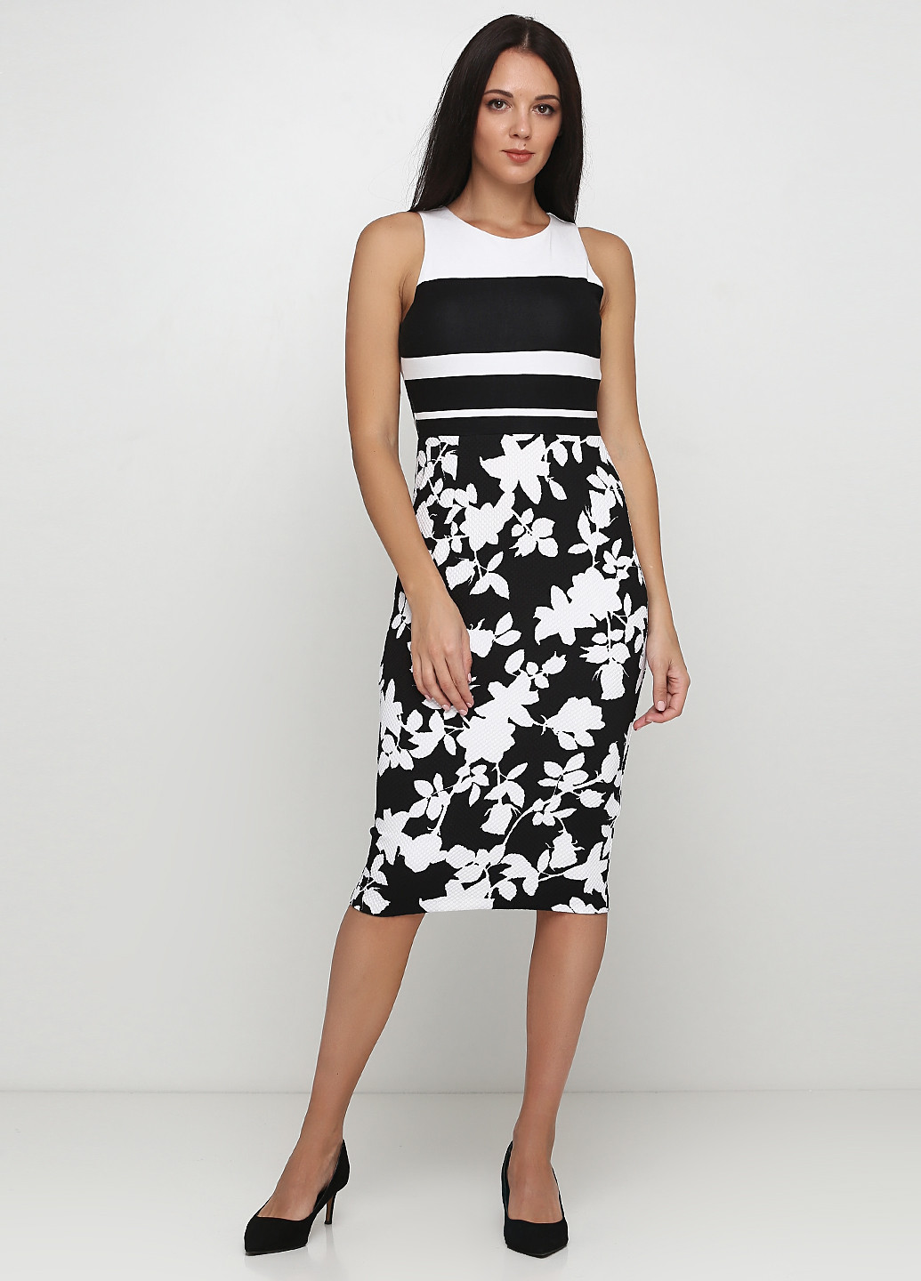 Чорно-білий кежуал сукня а-силует H&M з квітковим принтом