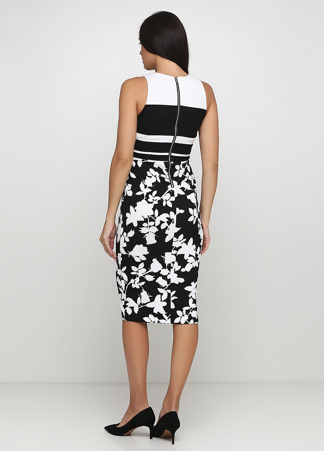 Чорно-білий кежуал сукня а-силует H&M з квітковим принтом