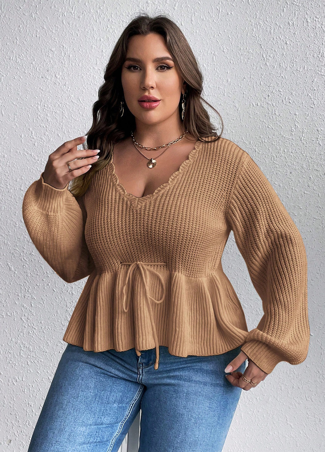 Бежевый демисезонный пуловер пуловер SHEIN