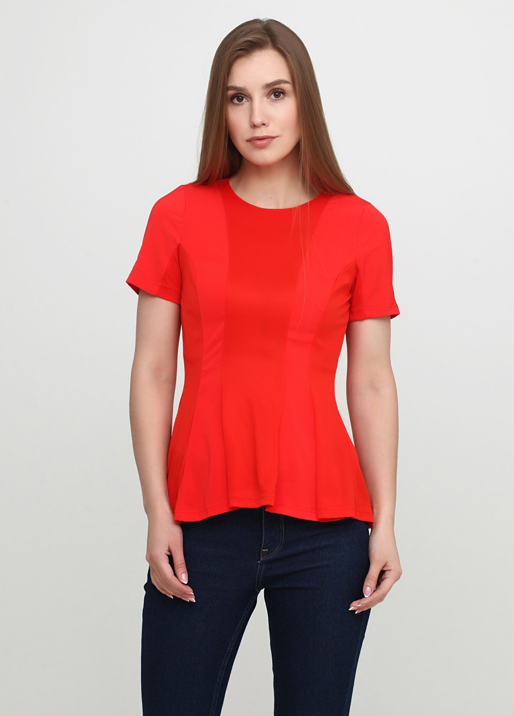 Красная блуза с баской Monki