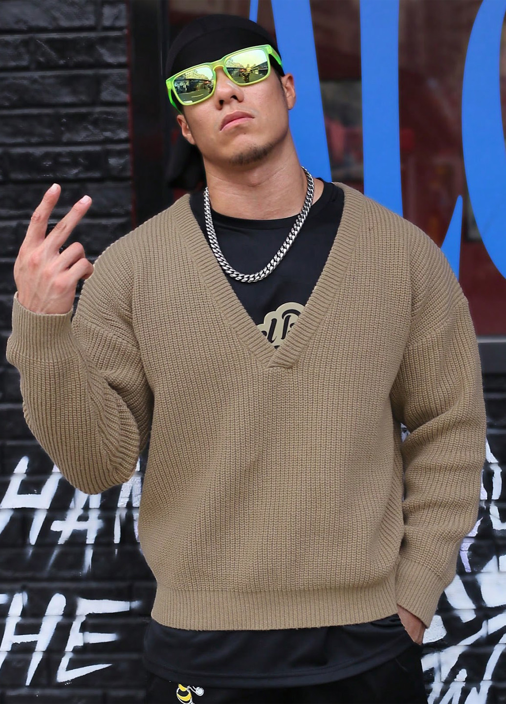 Оливковий (хакі) демісезонний пуловер пуловер SHEIN