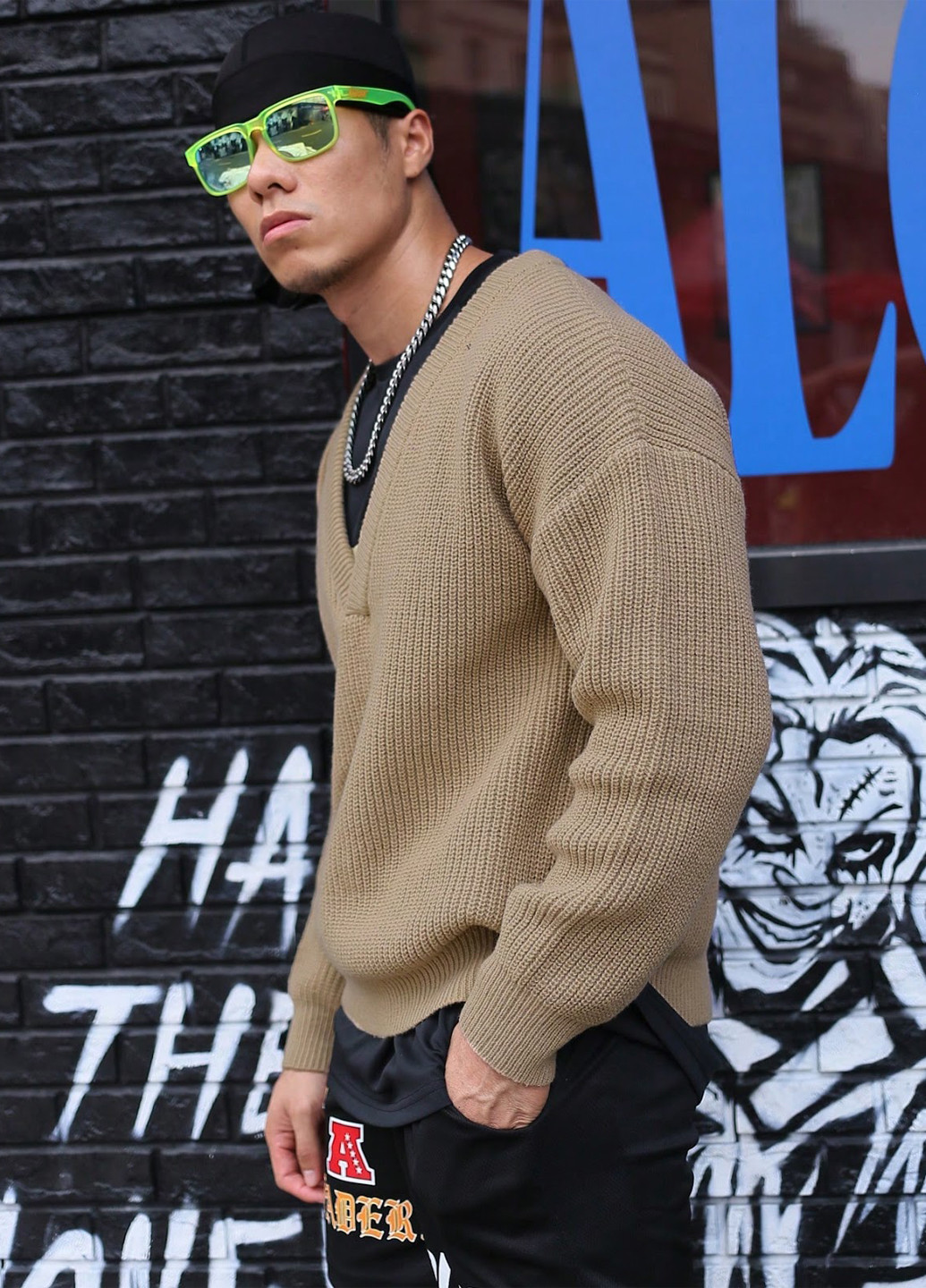 Оливковий (хакі) демісезонний пуловер пуловер SHEIN