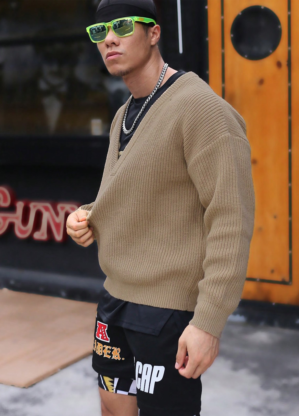 Оливковий (хакі) демісезонний пуловер пуловер SHEIN