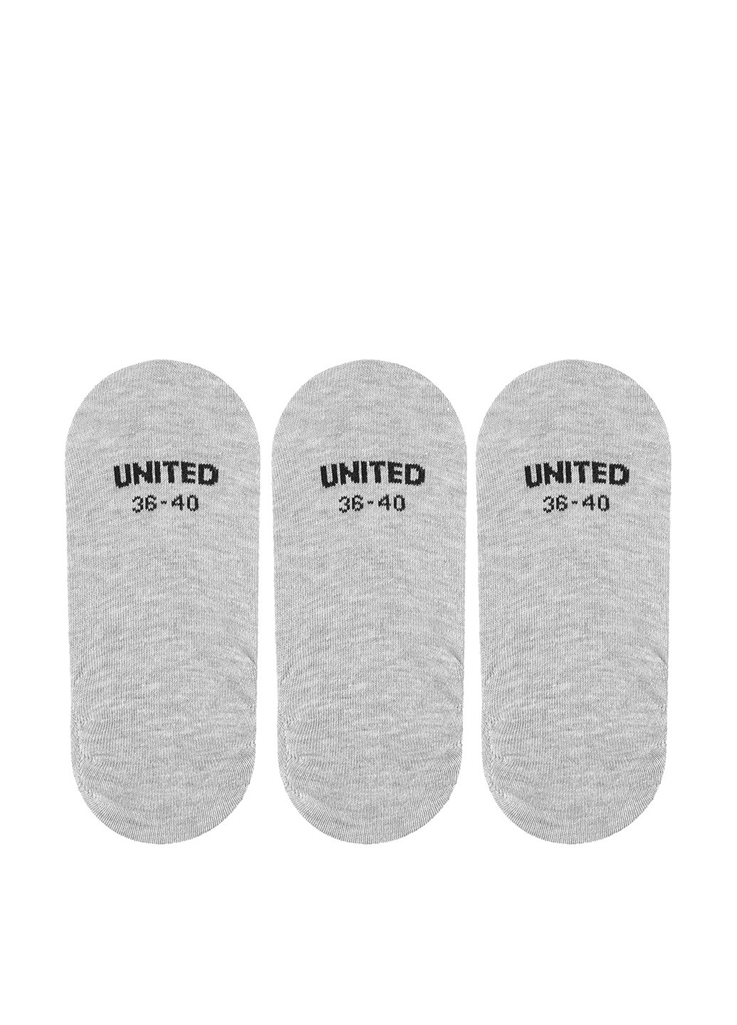 Серые носки (3 пары) UNITED4 однотонные (329148639)