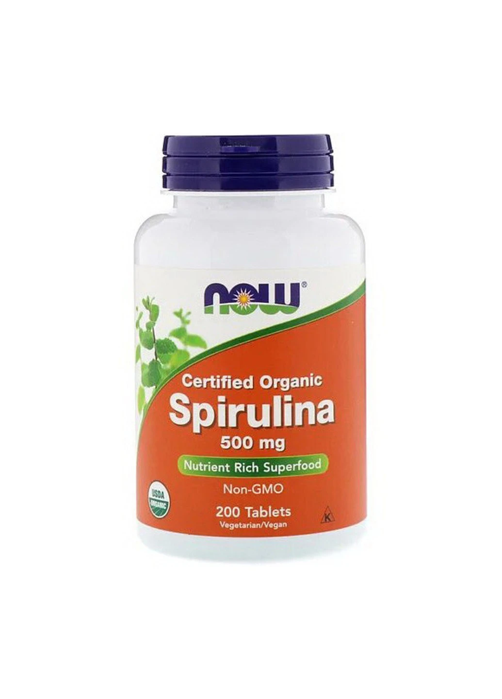 Спіруліна Spirulina 500 mg certified organic (200 таб) нау фудс Now Foods (255409437)