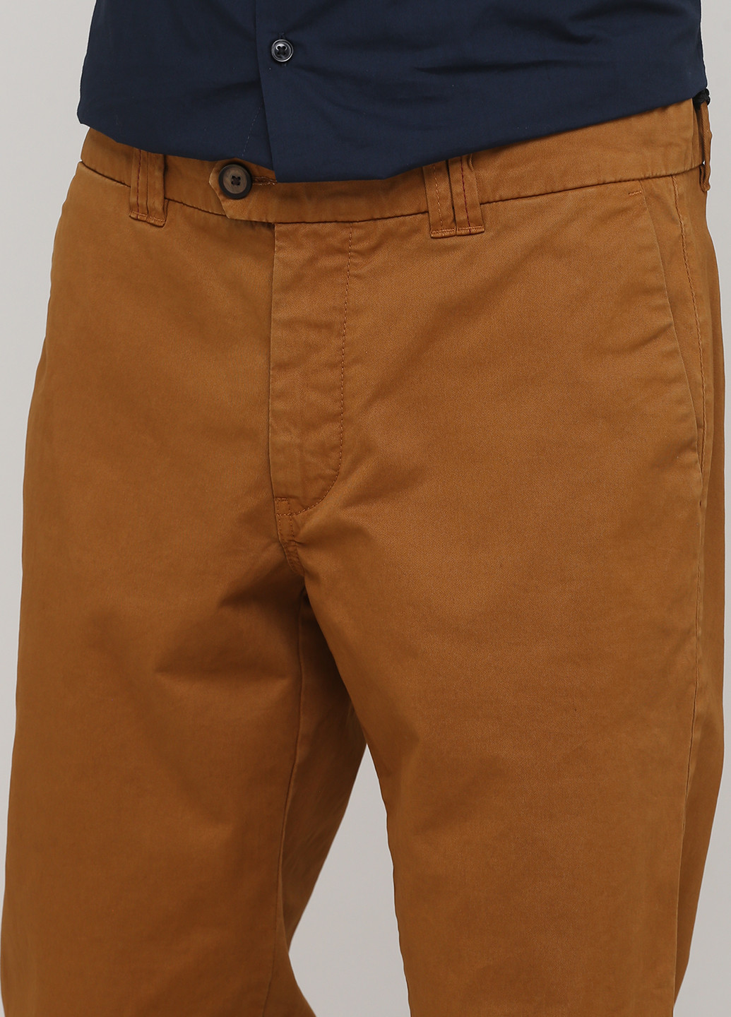 Светло-коричневые кэжуал демисезонные прямые, чиносы брюки DOUBLE U. ONE