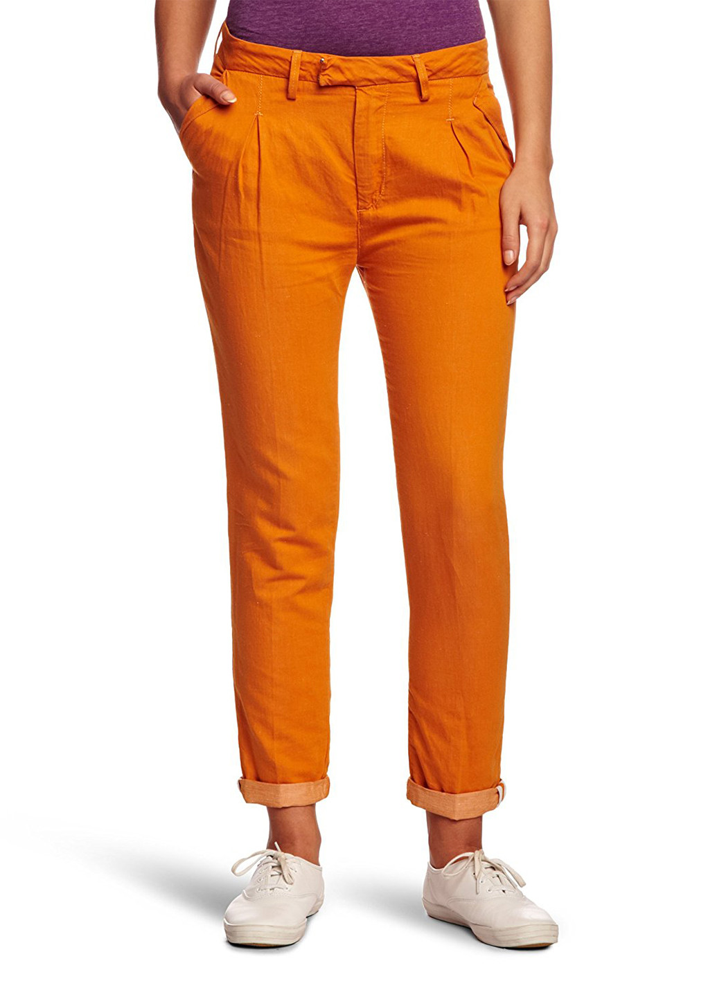 Оранжевые кэжуал летние прямые брюки Haikure