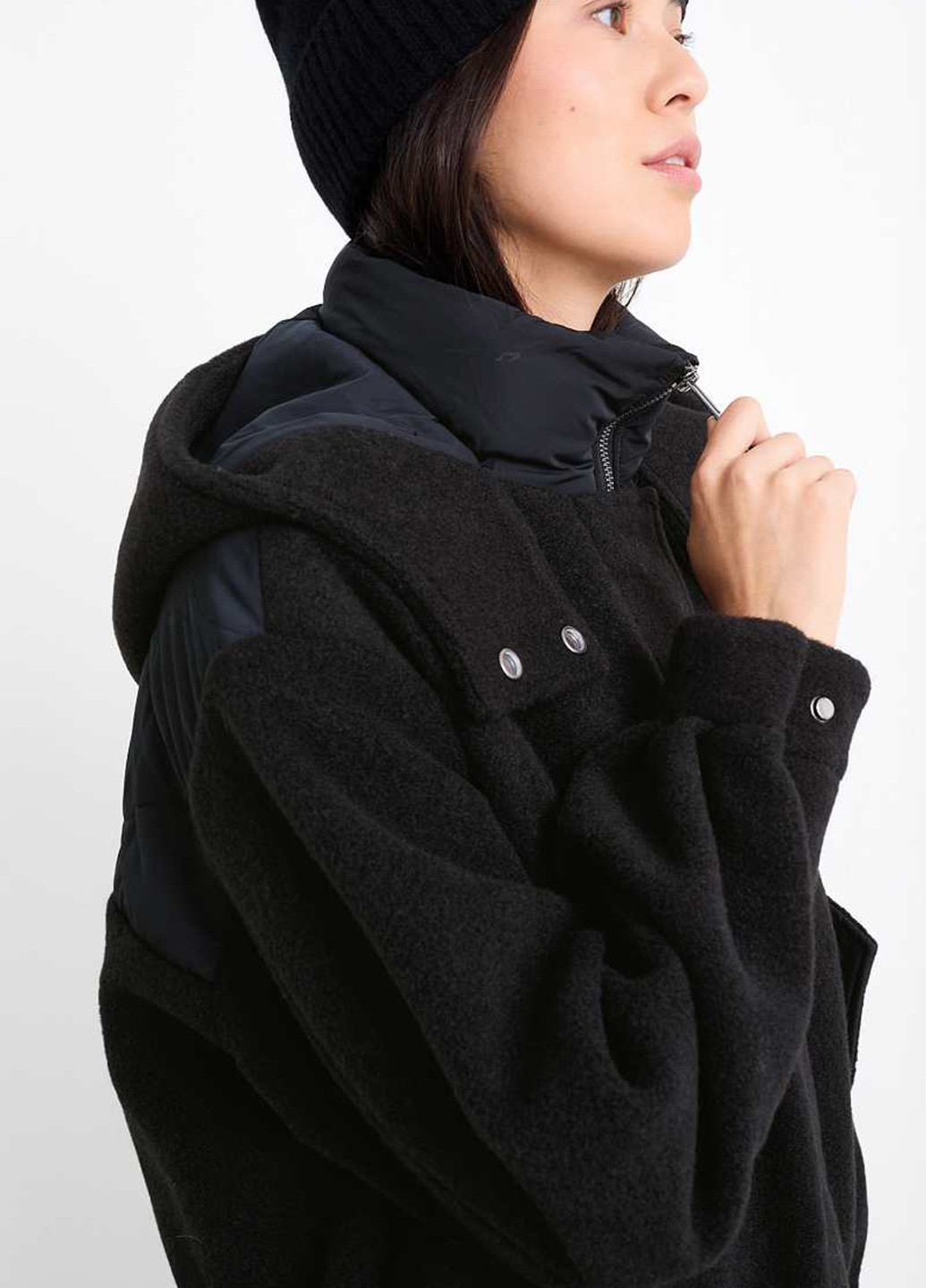 Черное демисезонное Пальто однобортное C&A