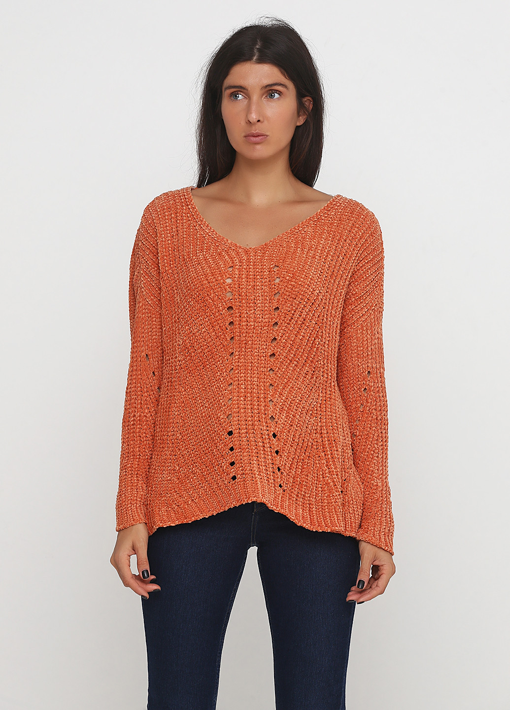 Оранжевый демисезонный пуловер пуловер Sassofono