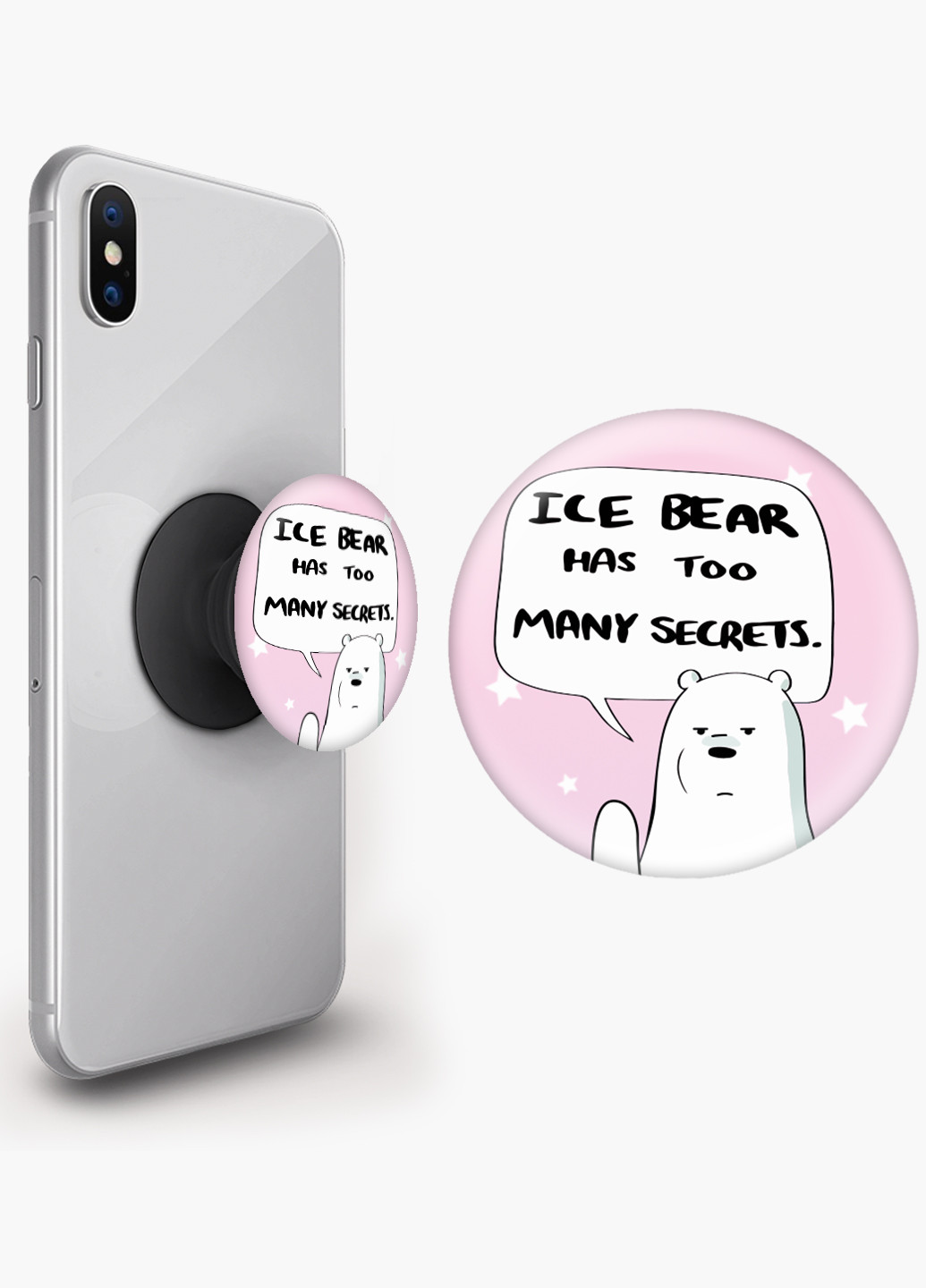 Попсокет (Popsockets) держатель для смартфона Вся правда о медведях (We Bare Bears) (8754-2904) Черный MobiPrint (229014736)