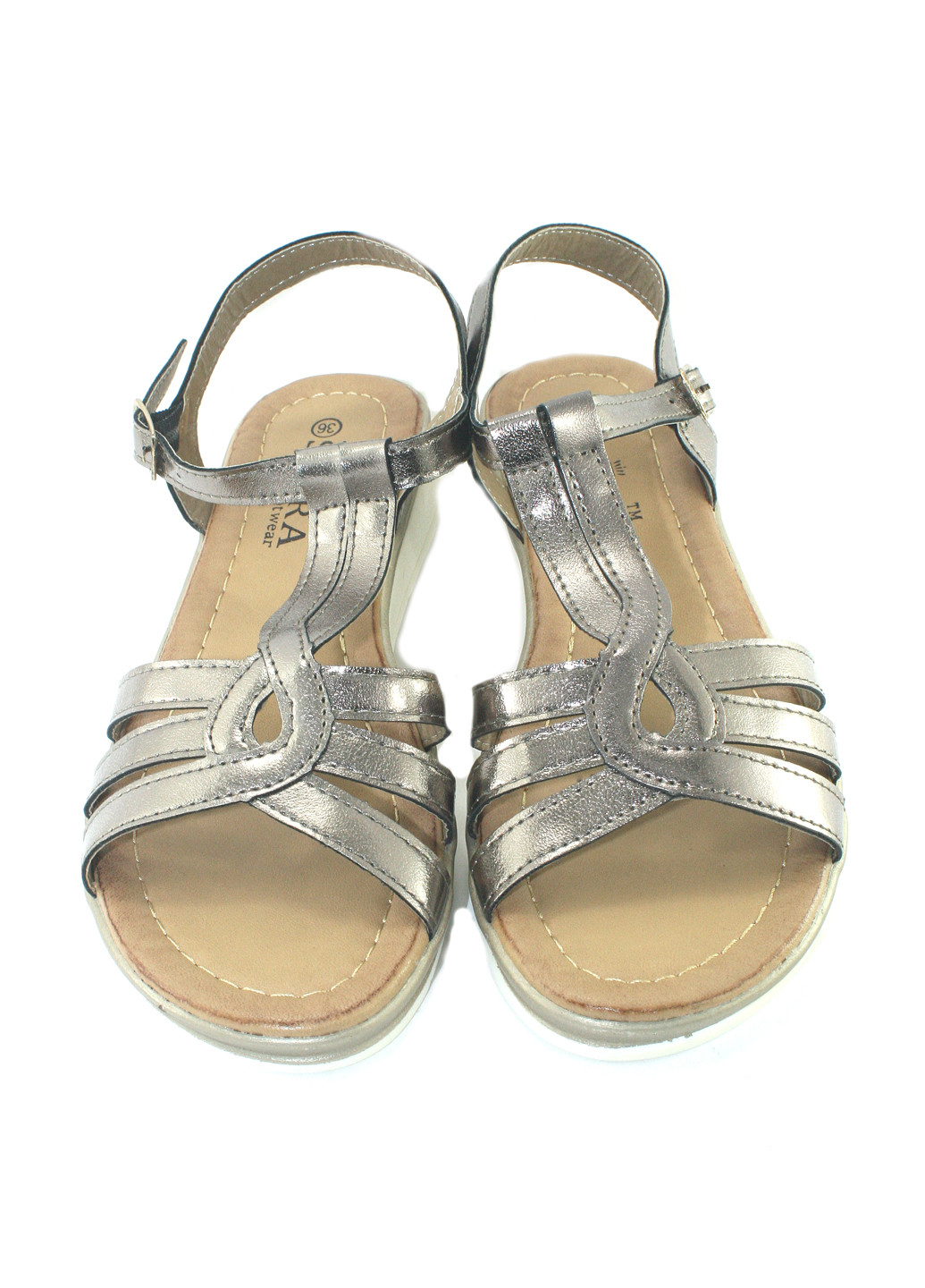 Серебряные босоножки No Brand с ремешком с белой подошвой