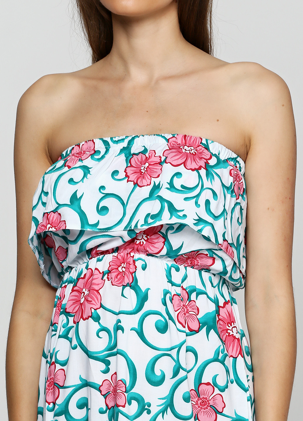 Комбинированное кэжуал платье Fashion Cotton с цветочным принтом