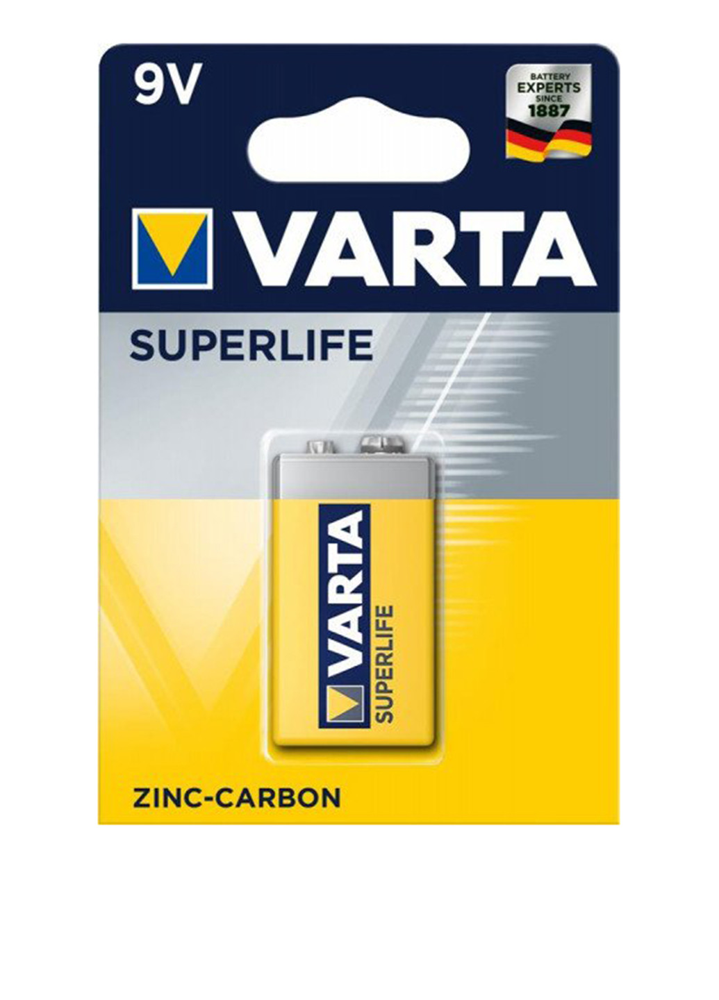 Батарейка Varta SUPERLIFE 6F22 BLI 1 ZINC-CARBON (02022101411) жовті