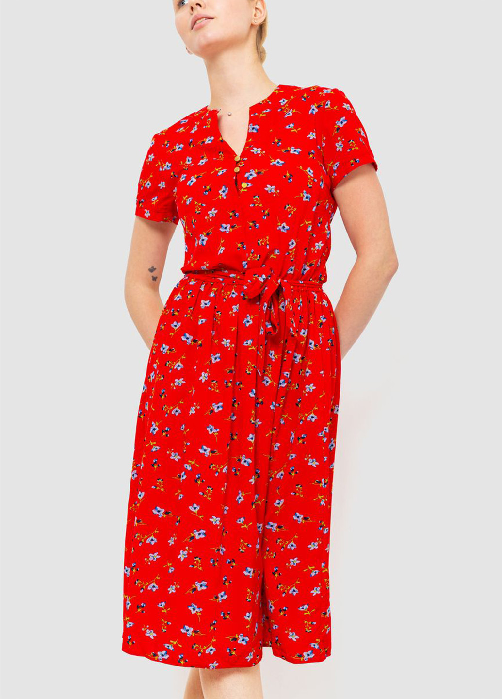 Червона кежуал сукня кльош Ager з квітковим принтом