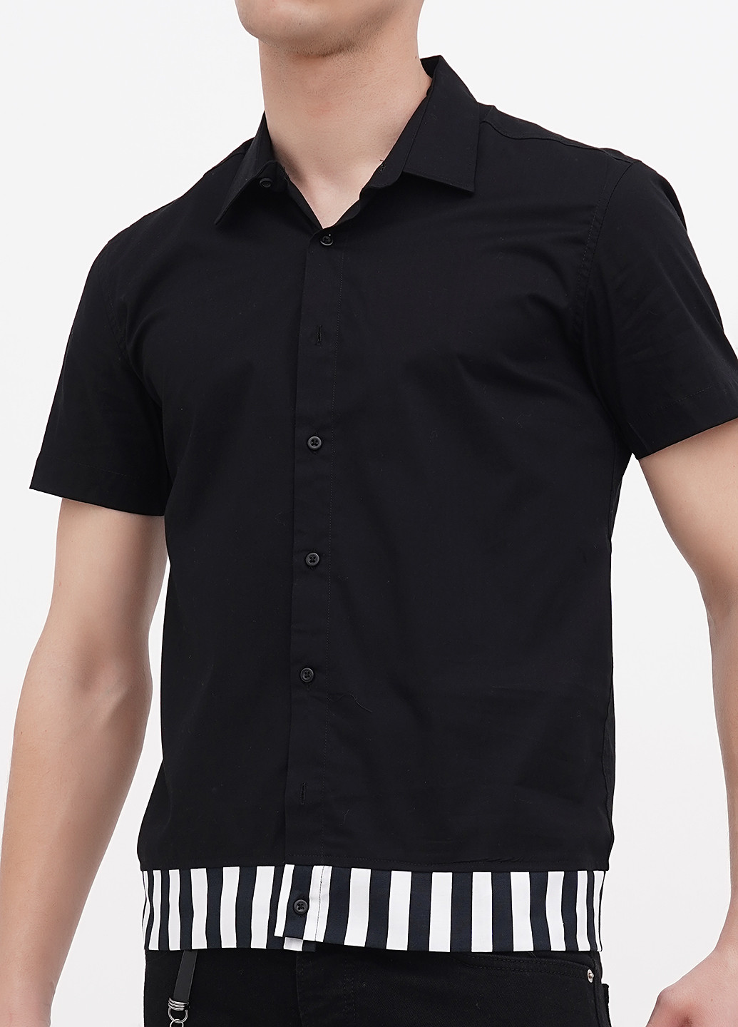 Черная кэжуал рубашка в полоску No Brand