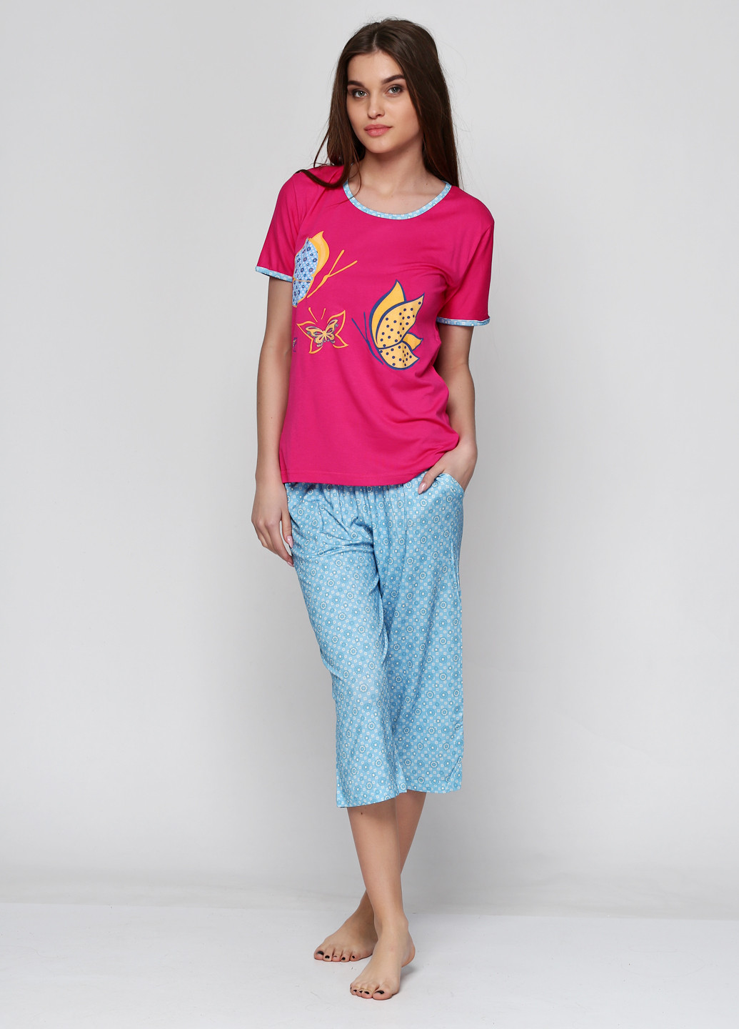 Малиновий демісезонний комплект (футболка, капрі) SNC Pijama