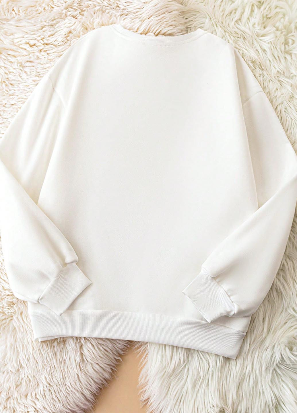 Білий світшот SHEIN напис без декору (345558531)