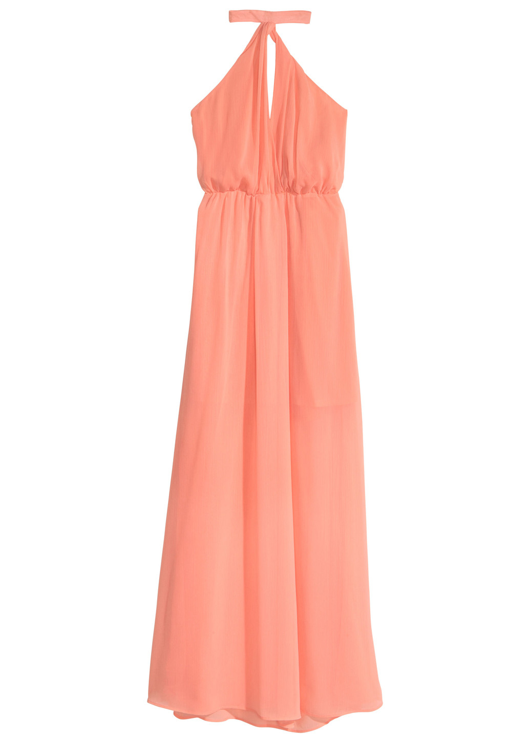 Персиковое вечернее платье а-силуэт H&M