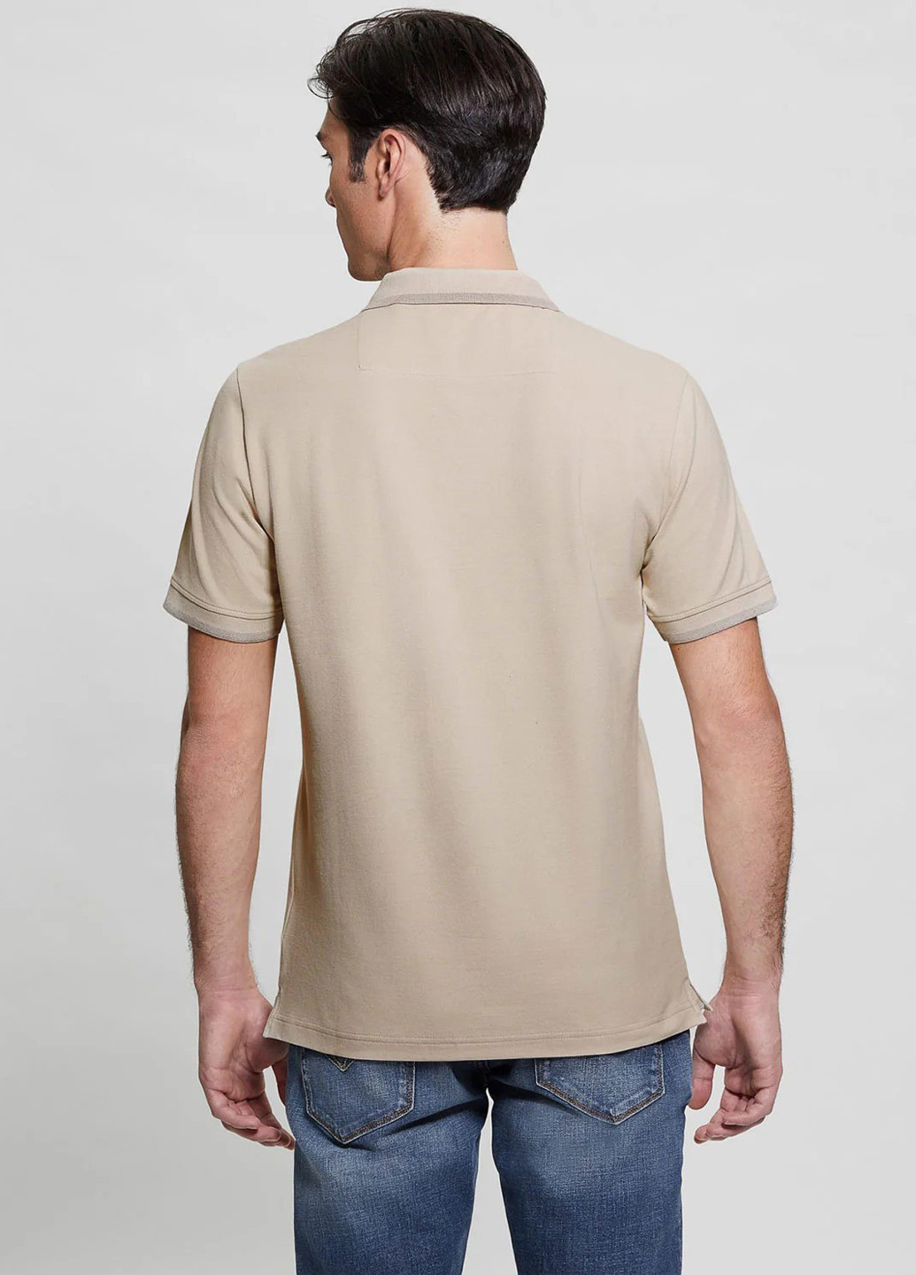 Бежевая футболка-поло для мужчин Guess с логотипом