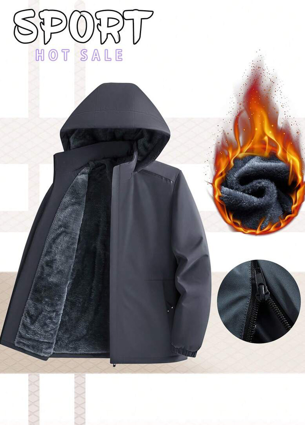 Серо-синяя демисезонная куртка SHEIN