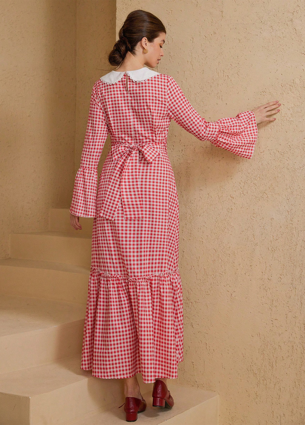 Червона святковий, кежуал сукня кльош SHEIN в клітинку