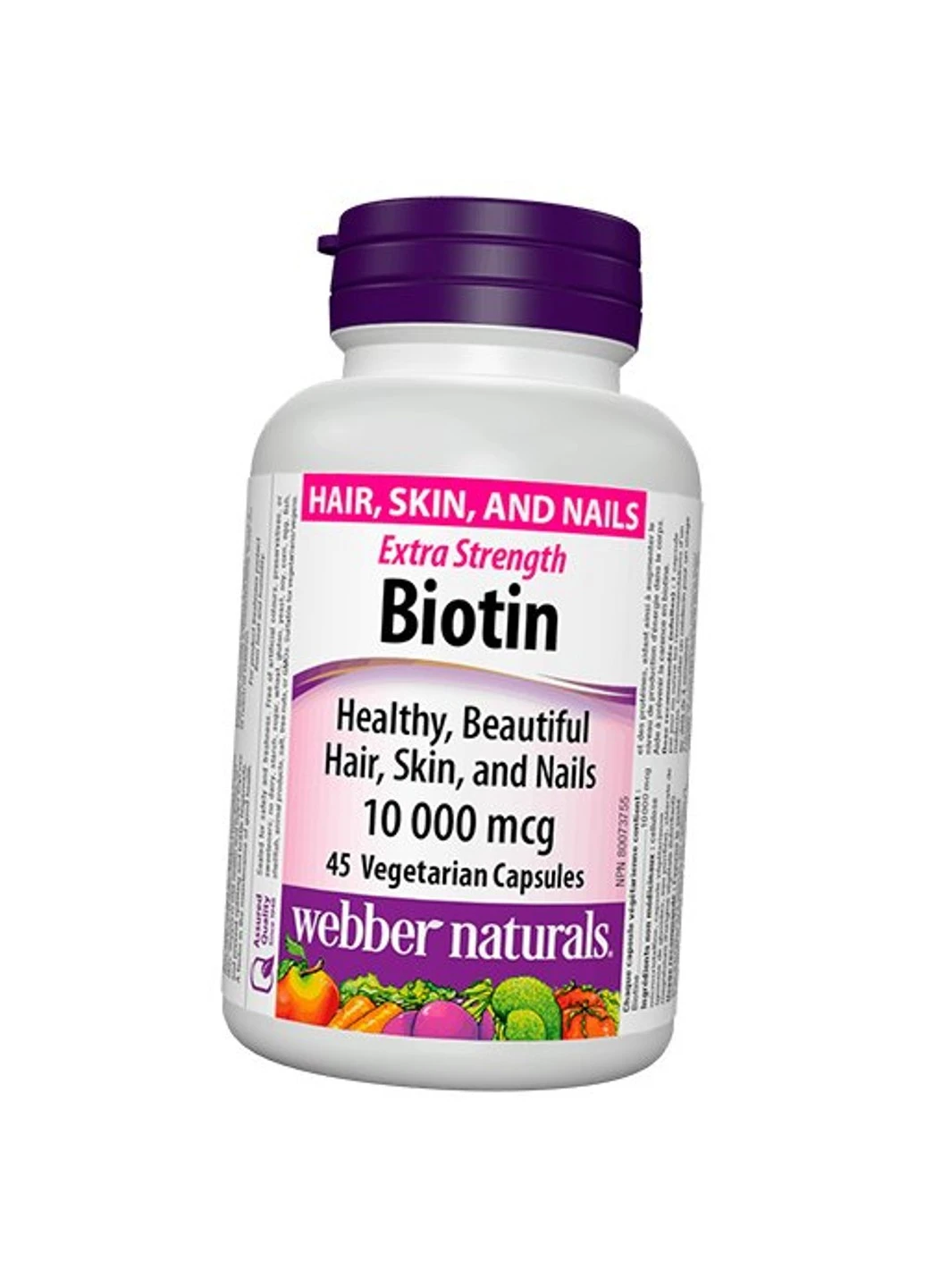 Биотин Biotin 10000 mcg 45 капсул Webber Naturals (255410466)