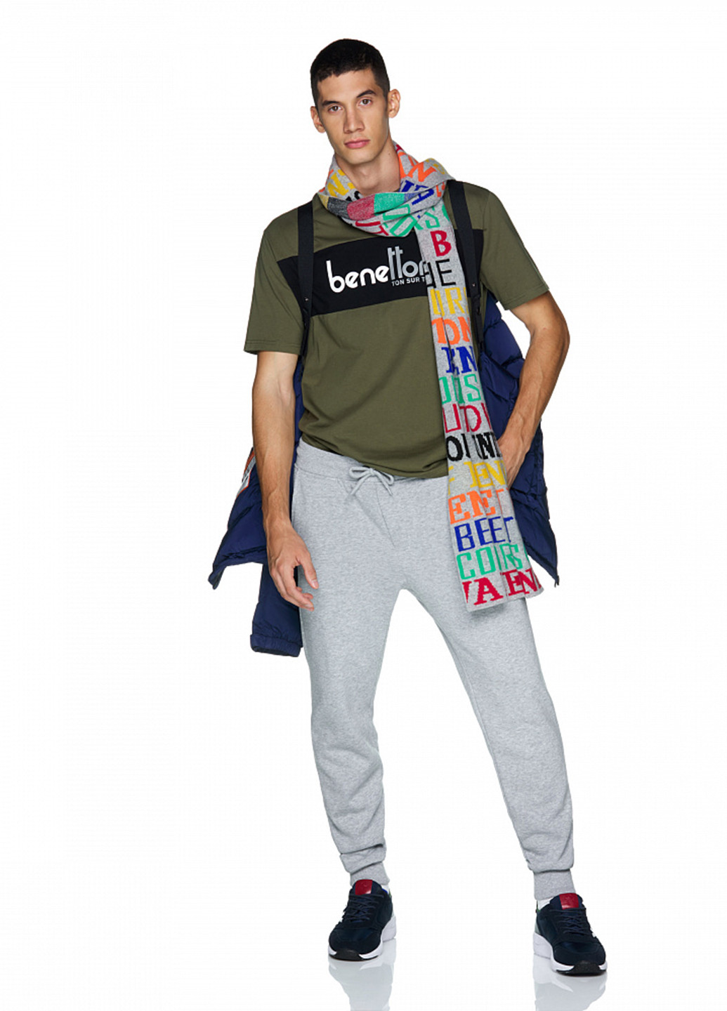 Светло-серые спортивные демисезонные джоггеры брюки United Colors of Benetton