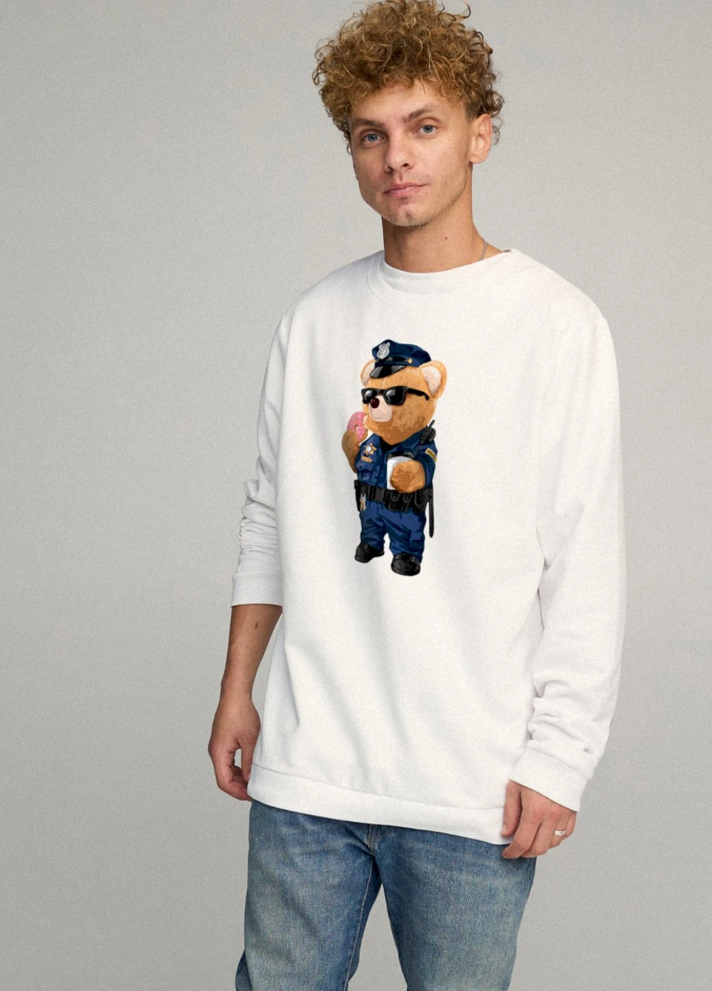 Білий світшот чоловічий oversize /no flis/ YAPPI малюнок (251791239)