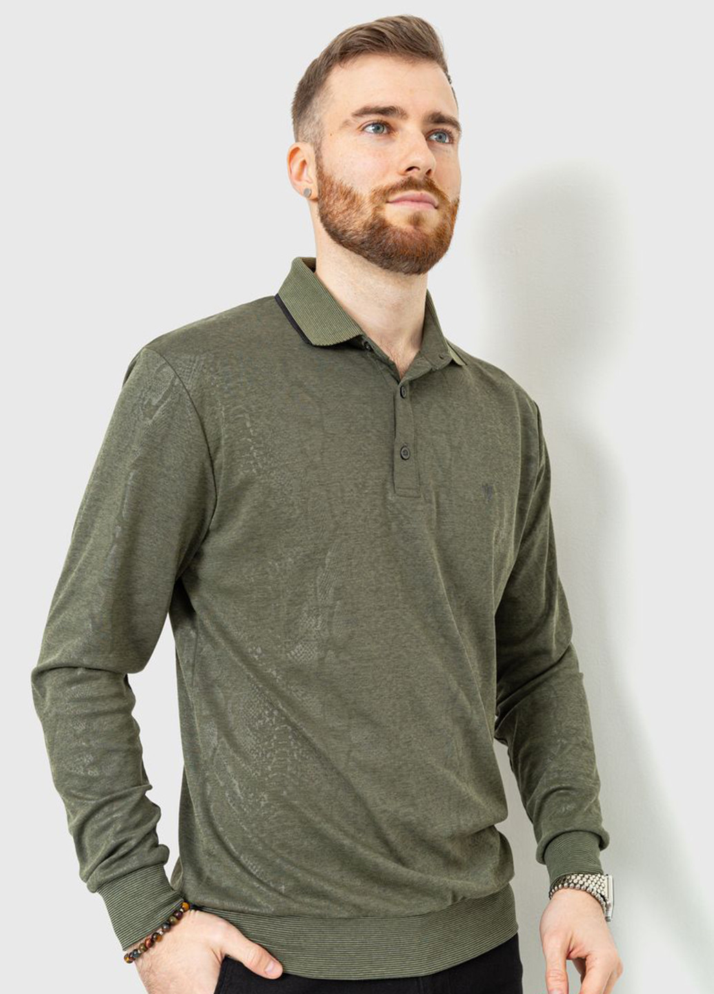 Оливковая (хаки) футболка-поло для мужчин Ager змеиный