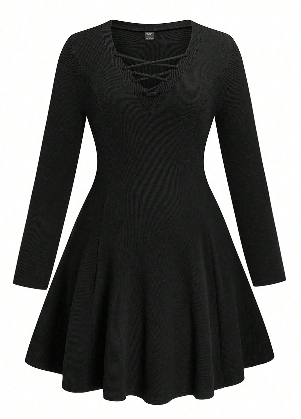 Черное кэжуал платье с юбкой-солнце, футляр SHEIN однотонное