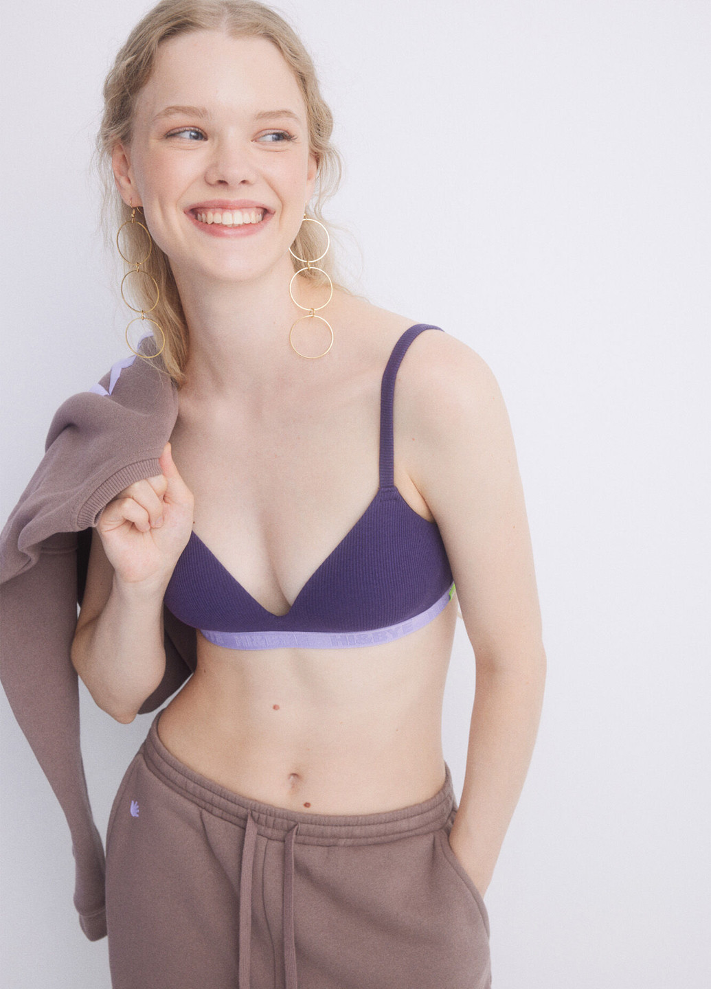 Фиолетовый триэнджел бюстгальтер Hi&Bye без косточек хлопок