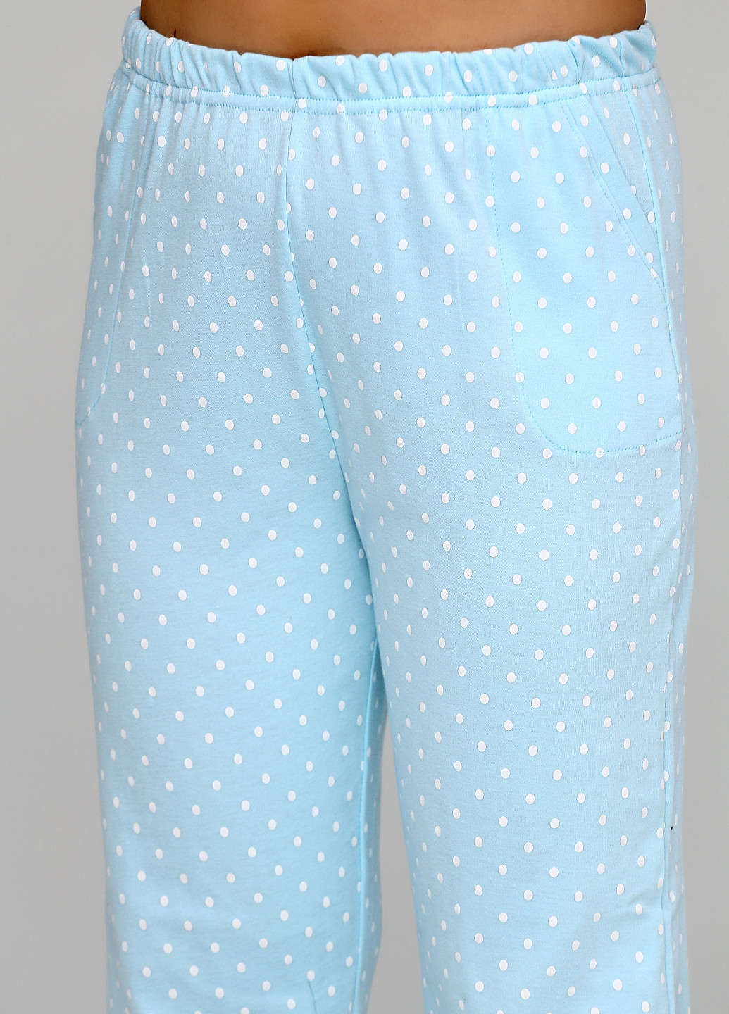 Голубые домашние демисезонные прямые брюки Трикомир