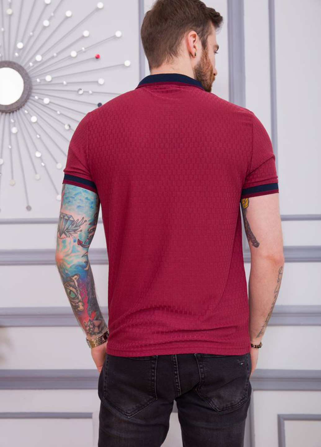 Бордовая футболка-поло для мужчин Ager однотонная