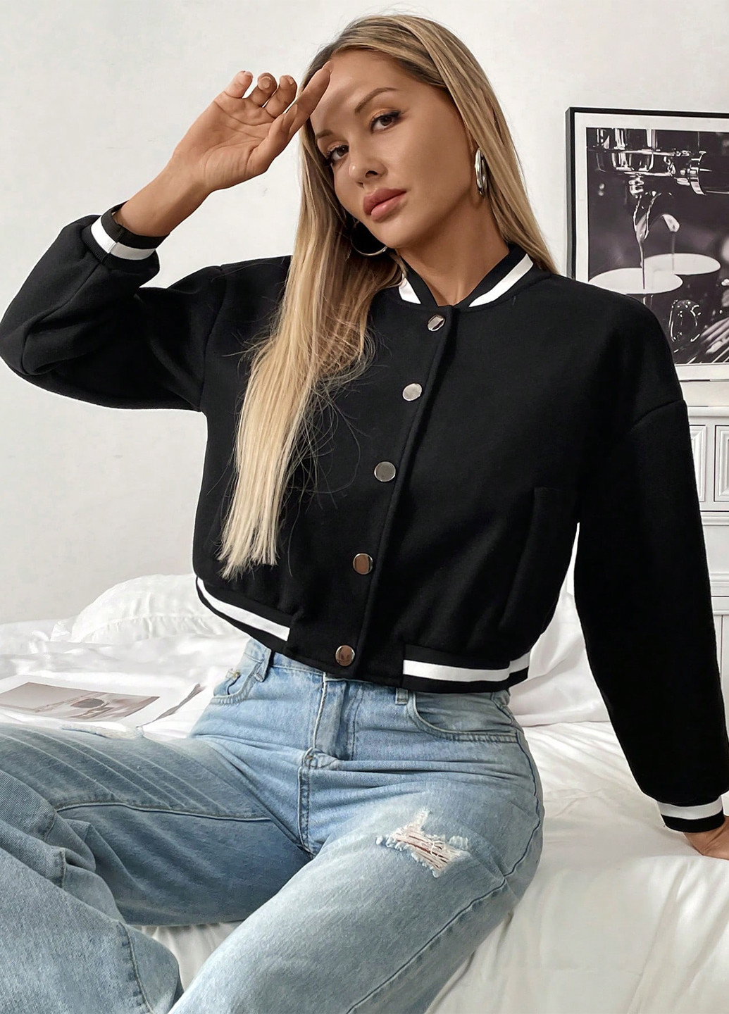 Бомбер SHEIN на кнопках (342382153)