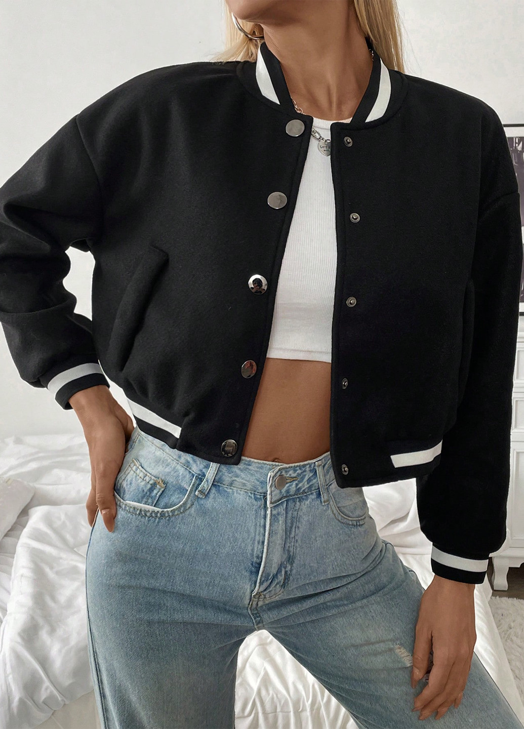 Бомбер SHEIN на кнопках (342382153)