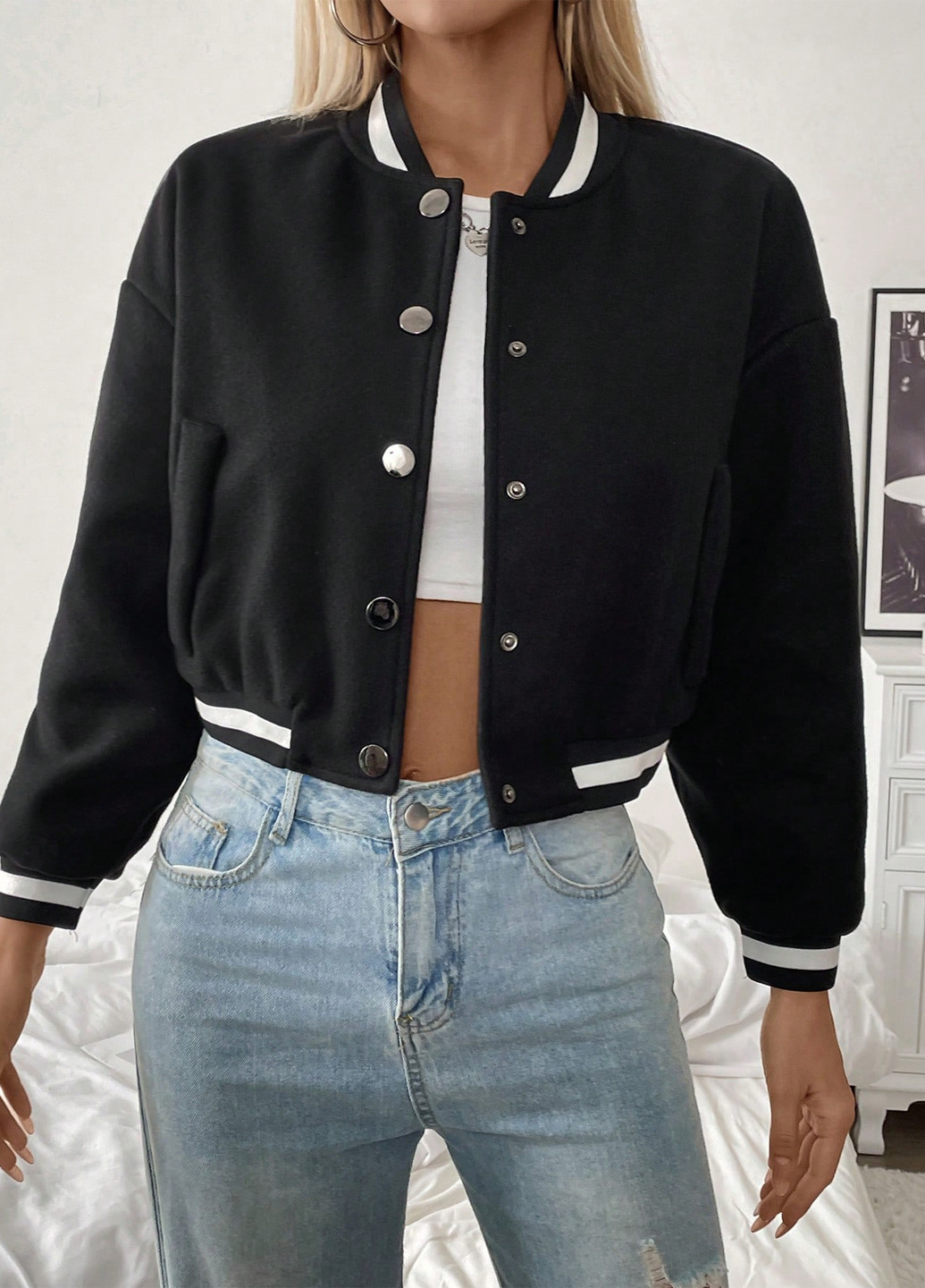 Бомбер SHEIN на кнопках (342382153)