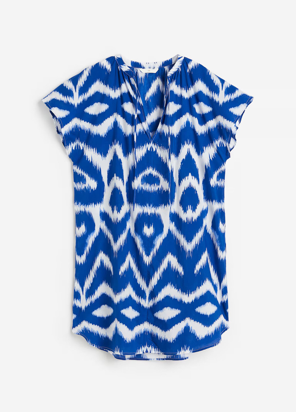 Синее кэжуал платье рубашка H&M с абстрактным узором