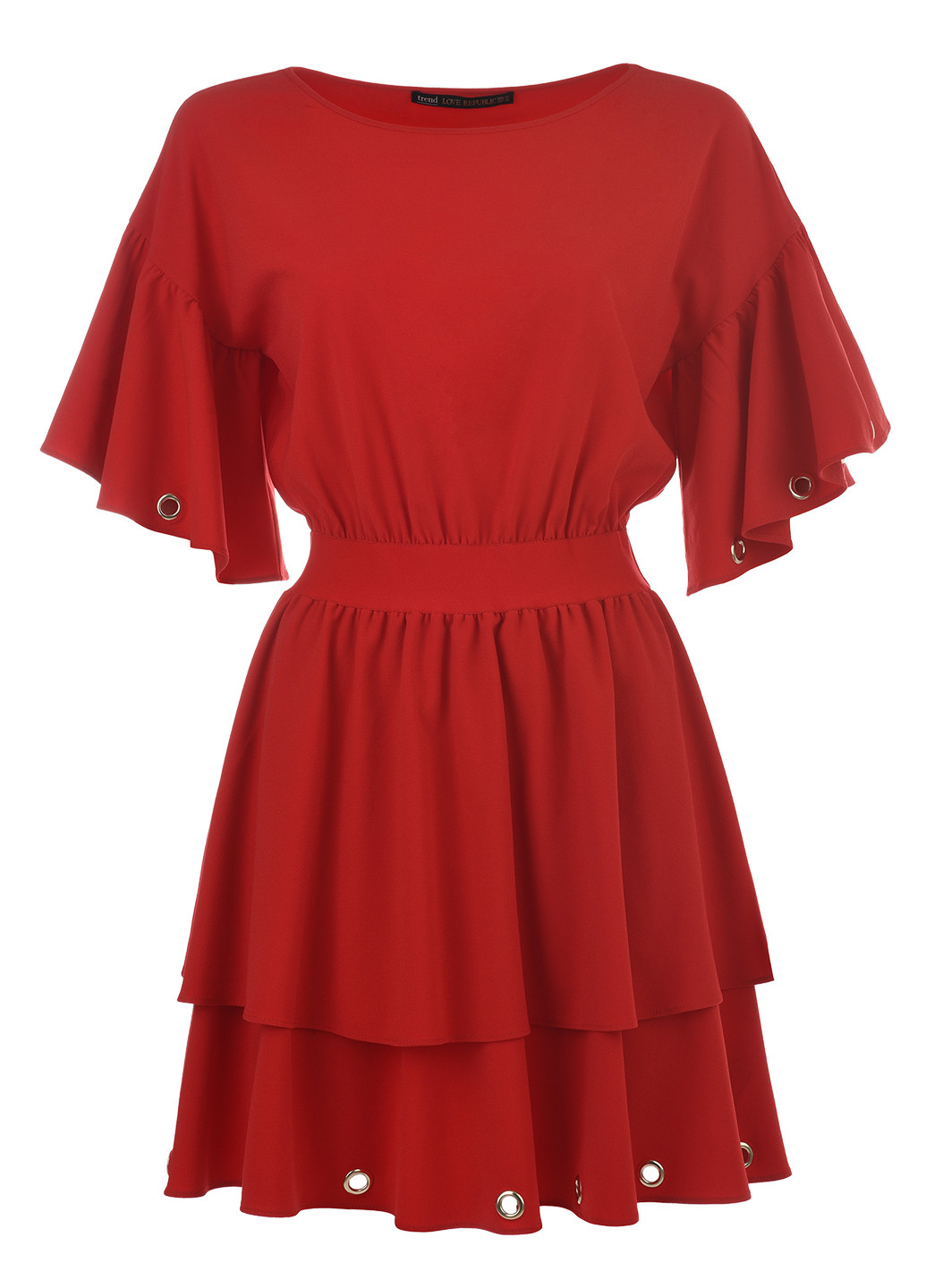 Красное кэжуал платье с юбкой-солнце LOVE REPUBLIC