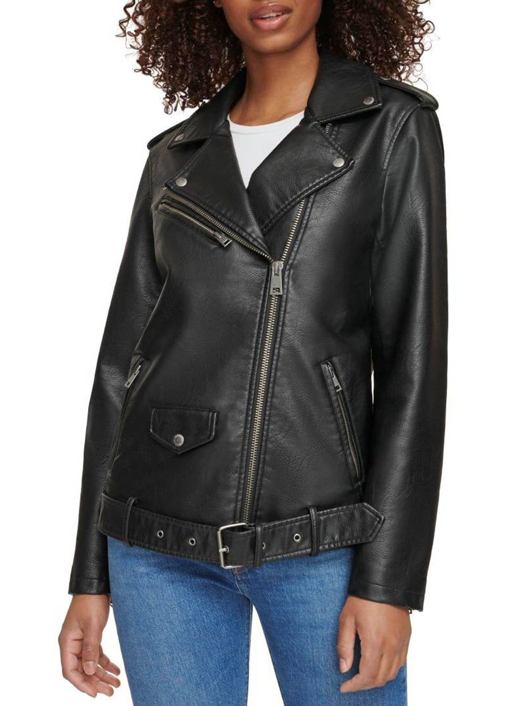 Черная демисезонная куртка байкерская Levi's