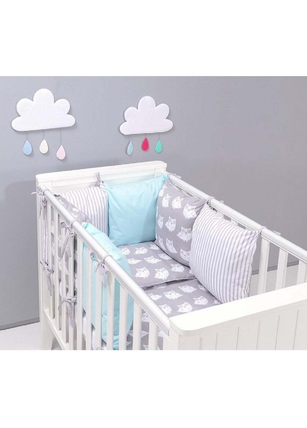 Комплект в детскую кроватку кровать люльку набор бортики защита на три стороны постельное белье ручной работы (28608-Нов) Unbranded (253257106)