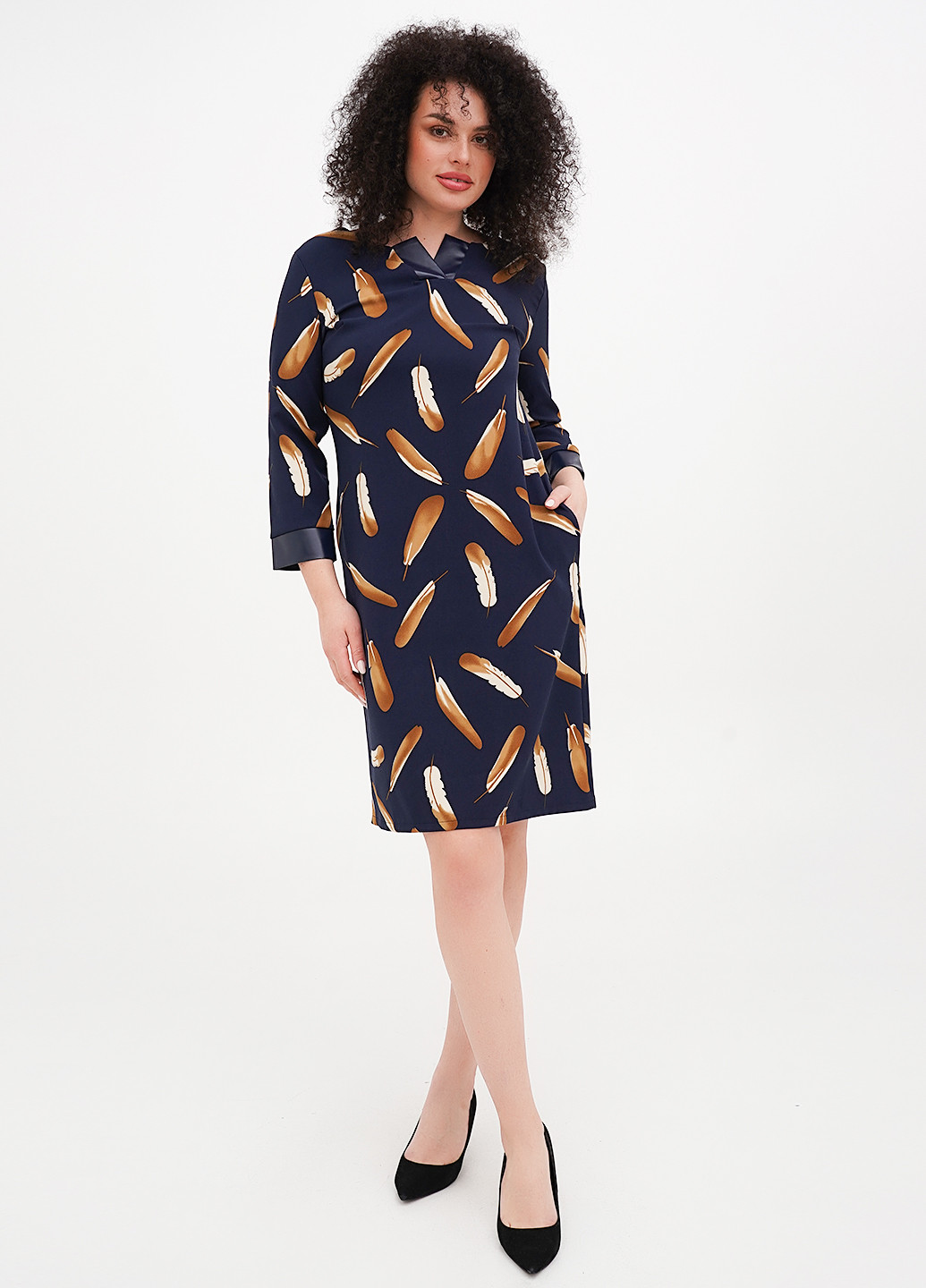 Синее кэжуал платье а-силуэт Imperial с рисунком