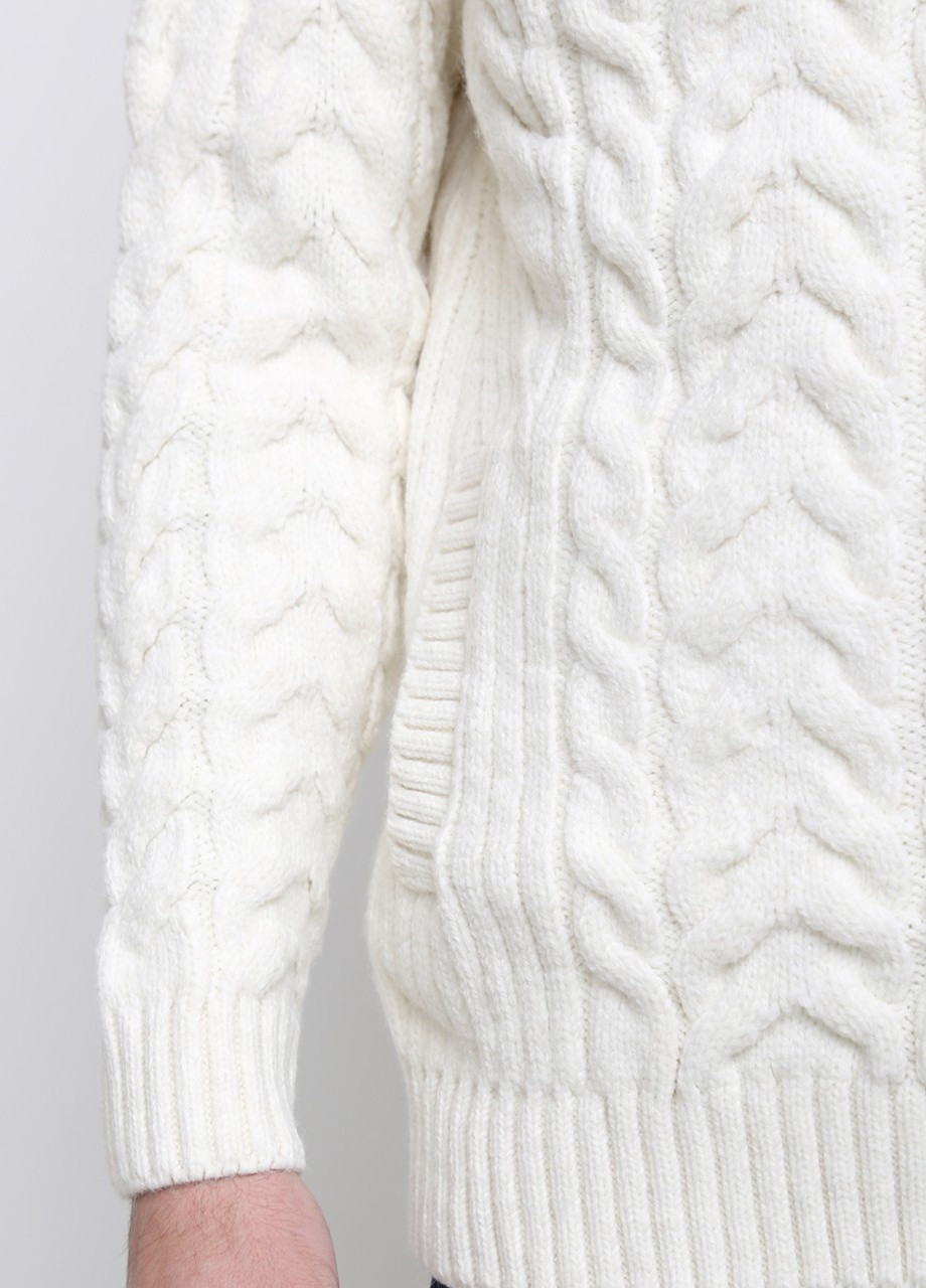 Білий зимовий светр на блискавці чоловічий білий в'язаний Pulltonic Прямой